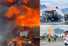 Explosión de pipa de gas paraliza puente en Escobedo