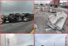 Carambola de tráilers colapsa Autopista Monterrey–Saltillo