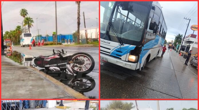 Motociclista muere en choque frontal contra autobús en Tampico