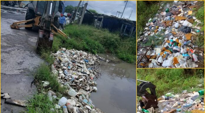 Basura en Matamoros frena desagüe tras lluvias