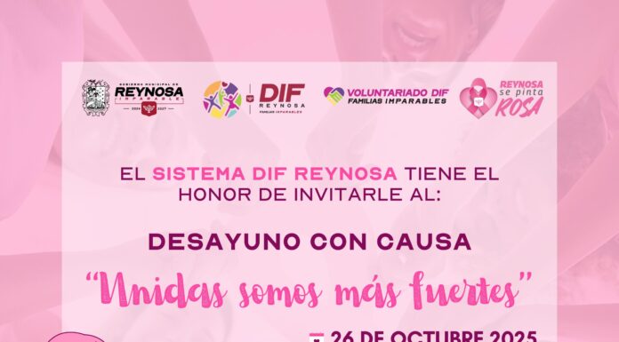 Invita DIF-Reynosa al Desayuno con Causa “Unidas Somos Más Fuertes”