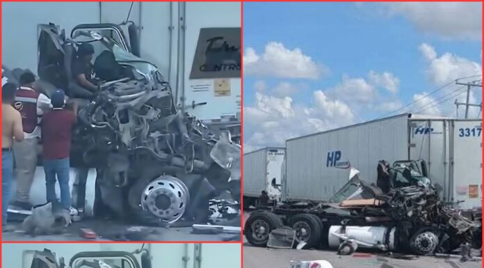 OPERADOR DE TRÁILER SOBREVIVE A BRUTAL ACCIDENTE EN NUEVO LAREDO