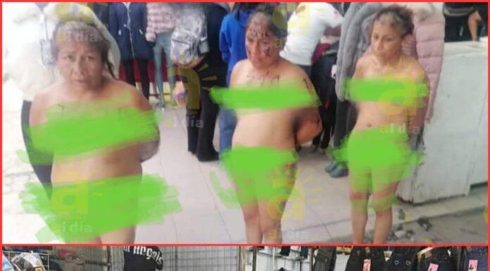 Rapan y desnudan a tres presuntas ladronas en Texmelucan
