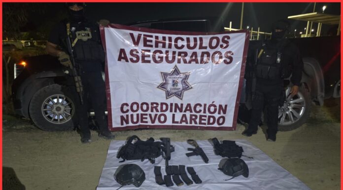 Guardia Estatal asegura vehículo y arsenal tras enfrentamiento en Nuevo Laredo
