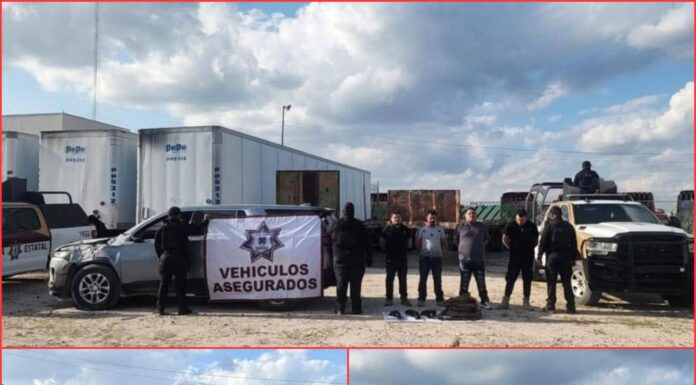 Guardia Estatal detiene a cuatro hombres armados en Reynosa a bordo de vehículo robado en Estados Unidos