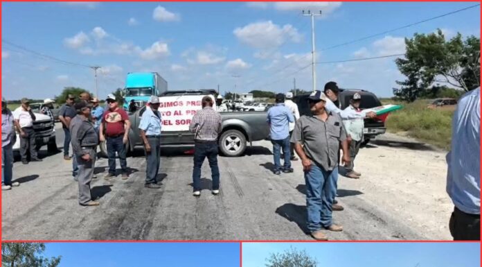 Productores bloquean parcialmente la carretera Victoria-Matamoros en protesta por precios de garantía