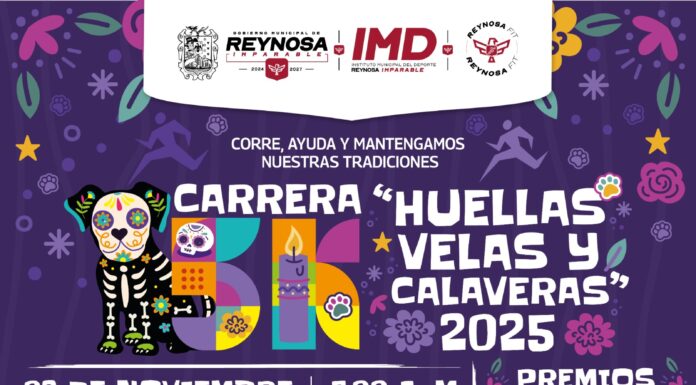 Invita el Gobierno de Reynosa a participar en la carrera 5K Huellas, Velas y Calaveras 2025