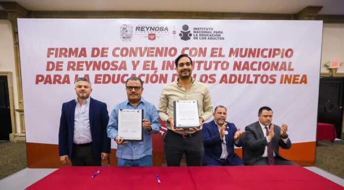 Convenio firmado por Carlos Peña Ortiz con el INEA brindará educación a más reynosenses