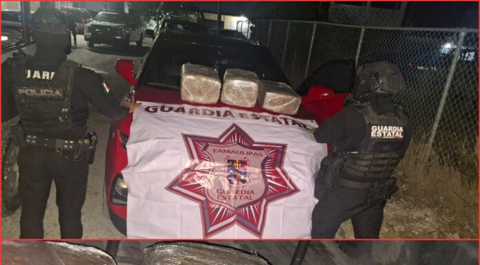 Droga en Matamoros: Guardia Estatal asegura vehículo con marihuana