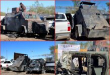Monstruos destruidos en Reynosa: FGR desmantela 22 vehículos blindados
