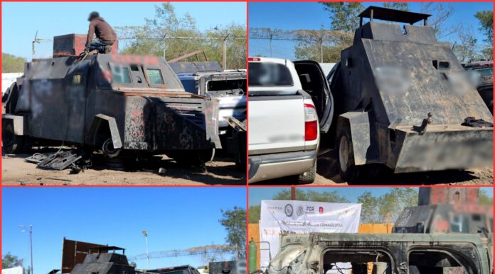 Monstruos destruidos en Reynosa: FGR desmantela 22 vehículos blindados