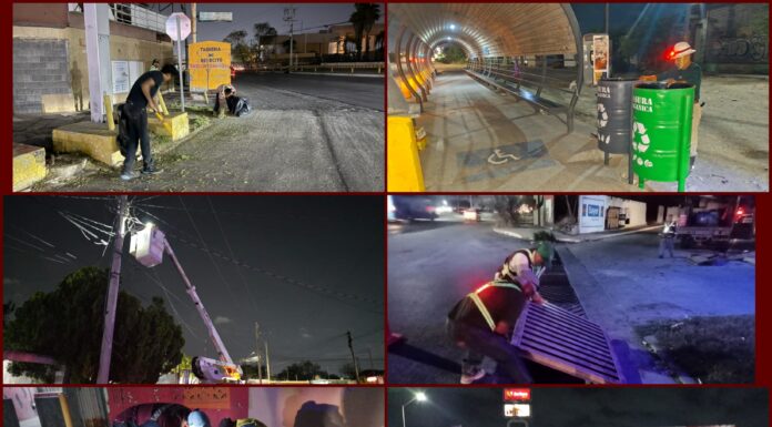 Refuerzan limpieza con jornadas nocturnas en Reynosa