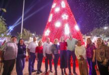 Encendieron Carlos y Alejandra, Pino de Navidad en la Plaza de la República