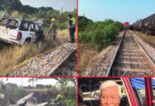 ¡VIVE PARA CONTARLO! Tren embiste e incendia camioneta en Altamira; conductor escapó por la ventana