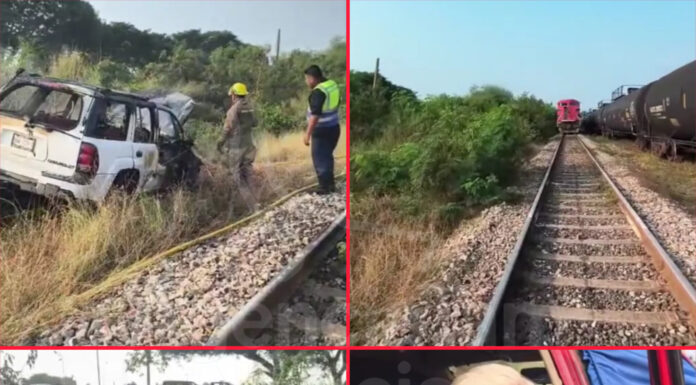 ¡VIVE PARA CONTARLO! Tren embiste e incendia camioneta en Altamira; conductor escapó por la ventana