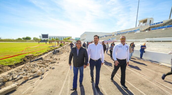 Avanza restauración de Pista Olímpica de atletismo en Reynosa