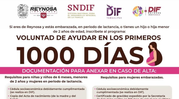 Impulsa DIF-Reynosa el bienestar infantil con el programa Primeros 1000 Días