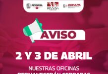 La COMAPA de Reynosa informa horarios especiales de atención para los días 1, 2 y 3 de abril