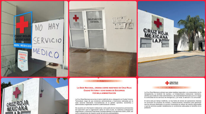 Cruz Roja cierra en Ciudad Victoria y ocho bases en Tamaulipas
