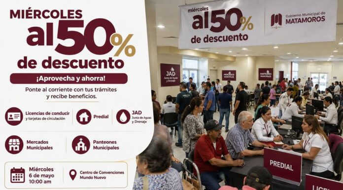 Beto Granados impulsa descuentos del 50% en Matamoros