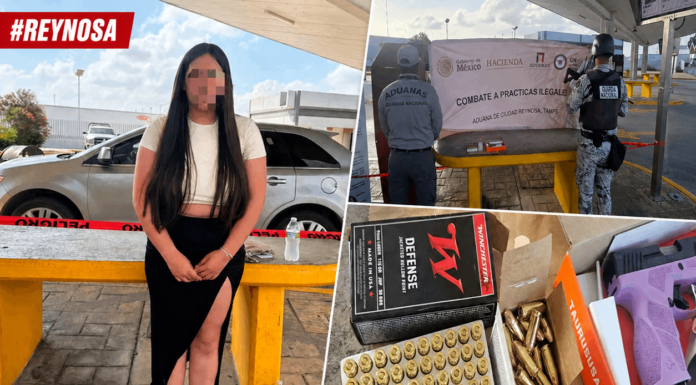 MUJER ES DETENIDA CON MÁS DE 100 CARTUCHOS EN PUENTE INTERNACIONAL DE REYNOSA