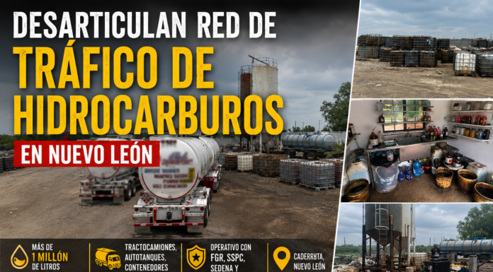 Desarticulan red de tráfico de hidrocarburos en Nuevo León; aseguran más de un millón de litros en Cadereyta
