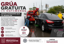 Grúa gratuita en Matamoros apoya a automovilistas