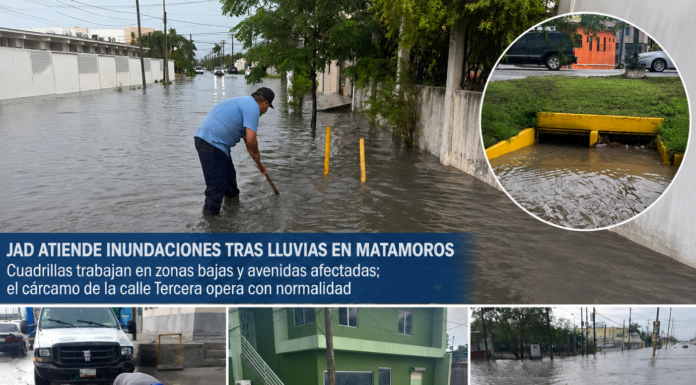 JAD atiende inundaciones tras lluvias en Matamoros