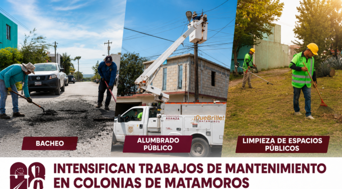 Refuerzan trabajos de mantenimiento urbano en colonias de Matamoros