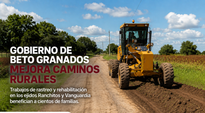 Gobierno de Beto Granados mejora caminos rurales en Matamoros