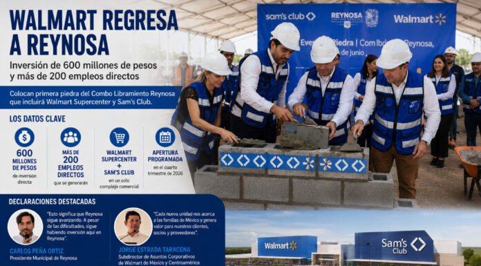 Regresa Walmart a Reynosa con inversión de 600 millones de pesos y más de 200 empleos directos