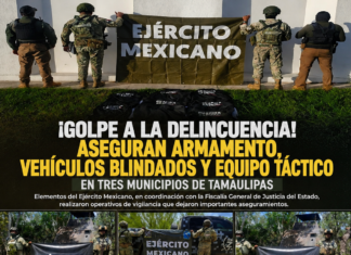 Ejército y Fiscalía estatal aseguran armamento, cartuchos y vehículos con blindaje artesanal en tres municipios de Tamaulipas