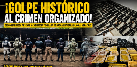 Decomisan mega arsenal y casi media tonelada de droga en Veracruz; autoridades realizan tres cateos en Tierra Blanca