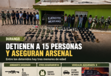 Caen 15 personas tras operativo en Durango; aseguran fusil Barrett, ametralladora y ocho vehículos