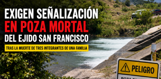 Exigen señalización urgente tras muerte de tres integrantes de una familia en peligrosa poza del Ejido San Francisco