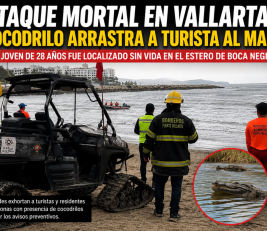 Turista muere tras ataque de cocodrilo en playa de Puerto Vallarta