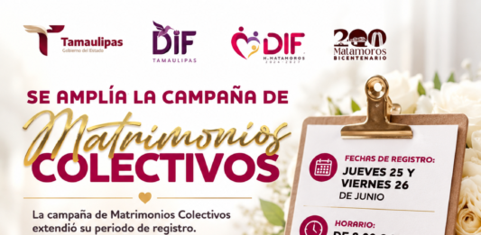 Amplía DIF Matamoros registro para la Campaña de Matrimonios Colectivos ante alta demanda ciudadana