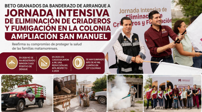 Beto Granados encabeza jornada intensiva contra el dengue en la Ampliación San Manuel