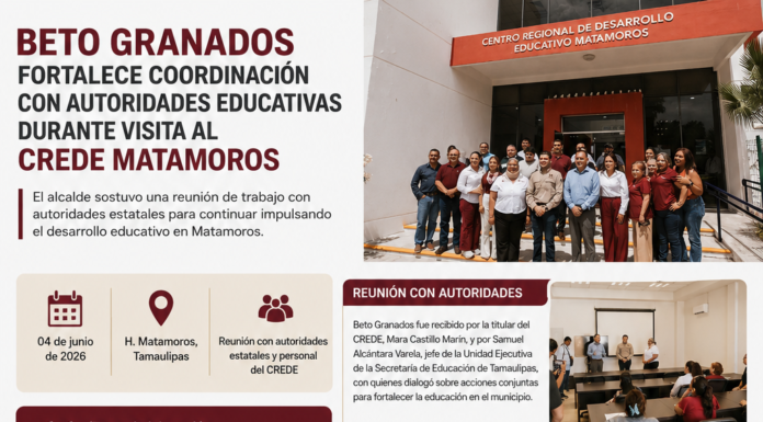 Beto Granados refuerza coordinación educativa durante visita al CREDE Matamoros