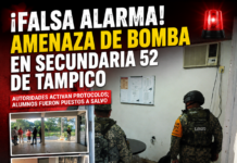 Descartan riesgo tras presunta amenaza de bomba en la Secundaria 52 de Tampico