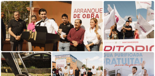 Beto Granados impulsa obras de pavimentación y acerca agua potable gratuita a familias de Matamoros