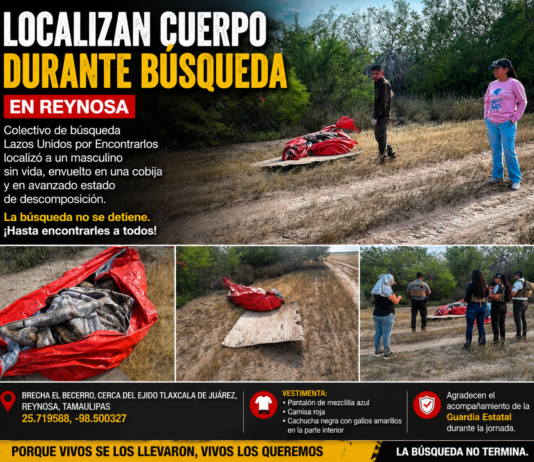 Colectivo reporta hallazgo de un hombre sin vida durante búsqueda en zona rural de Reynosa