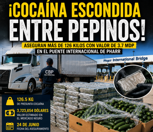 Aseguran más de 126 kilogramos de presunta cocaína en el Puente Internacional de Pharr