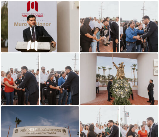 Matamoros honra a bomberos caídos; alcalde Beto Granados encabeza inauguración del Muro de Honor