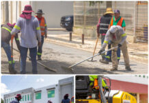Carlos Peña Ortiz supervisa rehabilitación de pavimento en la colonia Vicente Guerrero