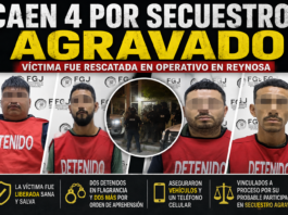 Caen cuatro por presunto secuestro agravado en Reynosa; víctima fue rescatada en operativo de la Fiscalía