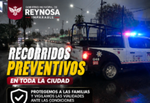 Gobierno de Reynosa mantiene recorridos preventivos para atender emergencias y vigilar vialidades