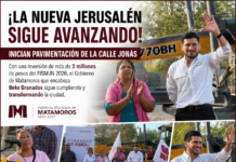 Inician pavimentación de la calle Jonás en la Nueva Jerusalén; Beto Granados impulsa más obra pública para Matamoros