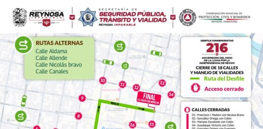 Aviso de cierre de vialidades por Desfile del 16 de Septiembre