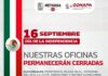 Informa COMAPA sobre cierre de sucursales por Día de la Independencia